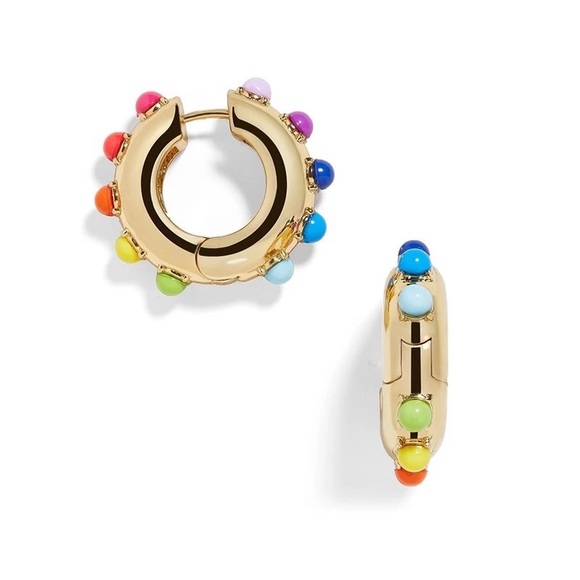 BaubleBar Jewelry - 🍒3/$30 New Rainbow Dot Huggie Hoops